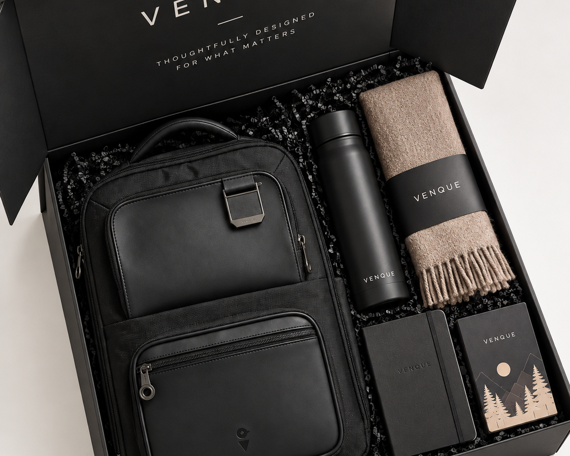 Work anniversary gift for an employee: Venque Envoy backpack in a gift box